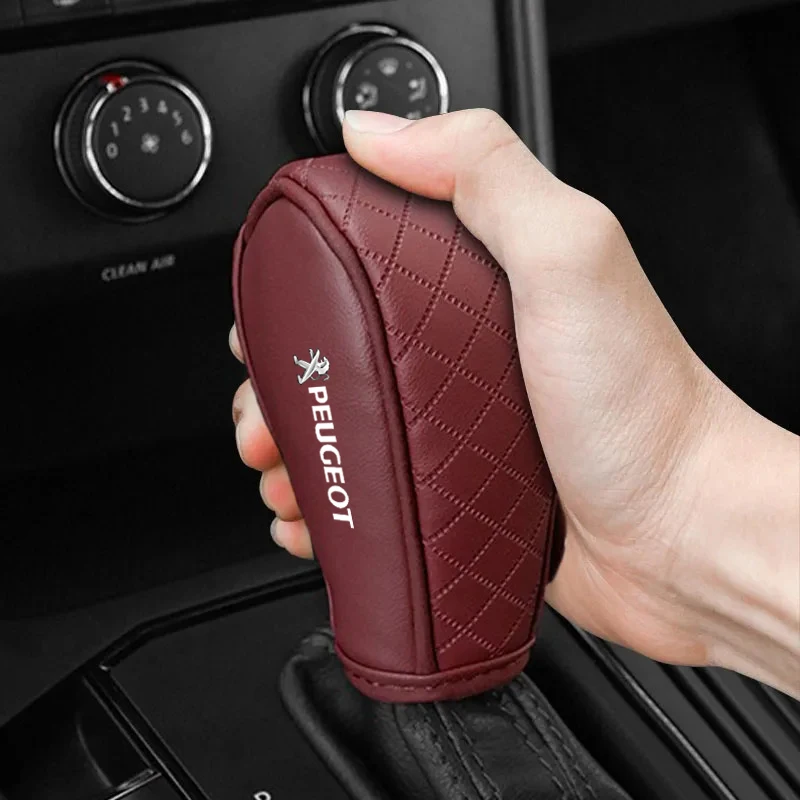 PU Leather Non-slip Wear-resistant Car Shift Handle Cover For Peugeot 108 406 407 408 206 207 208 306 307 308 508 3008 5008 4008 view 6