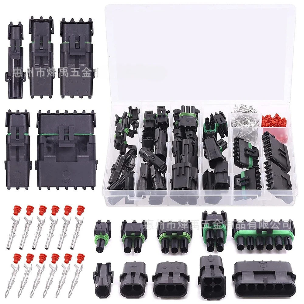 272PCS Waterproof Automotive Electrical Connector Kit, Male & Female Wire Plug with Terminals for Car Motorcycle Wiring Harness