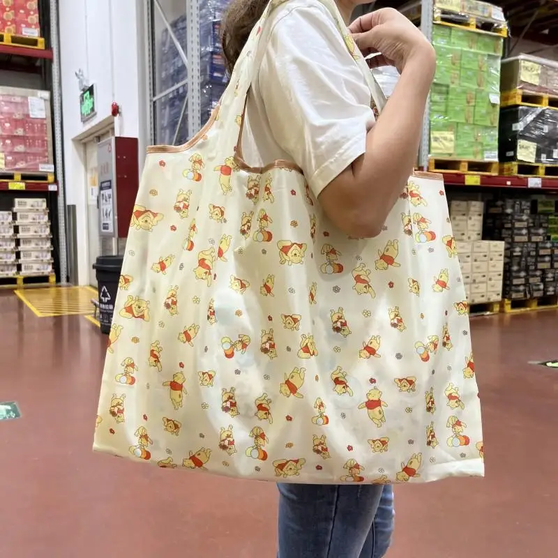 Nuovo Kawaii Miniso Cartoon Snoopy Mickey Cinnamoroll Kuromi Pompompurin Shopping Bag borsa da viaggio portatile pieghevole di grande capacità