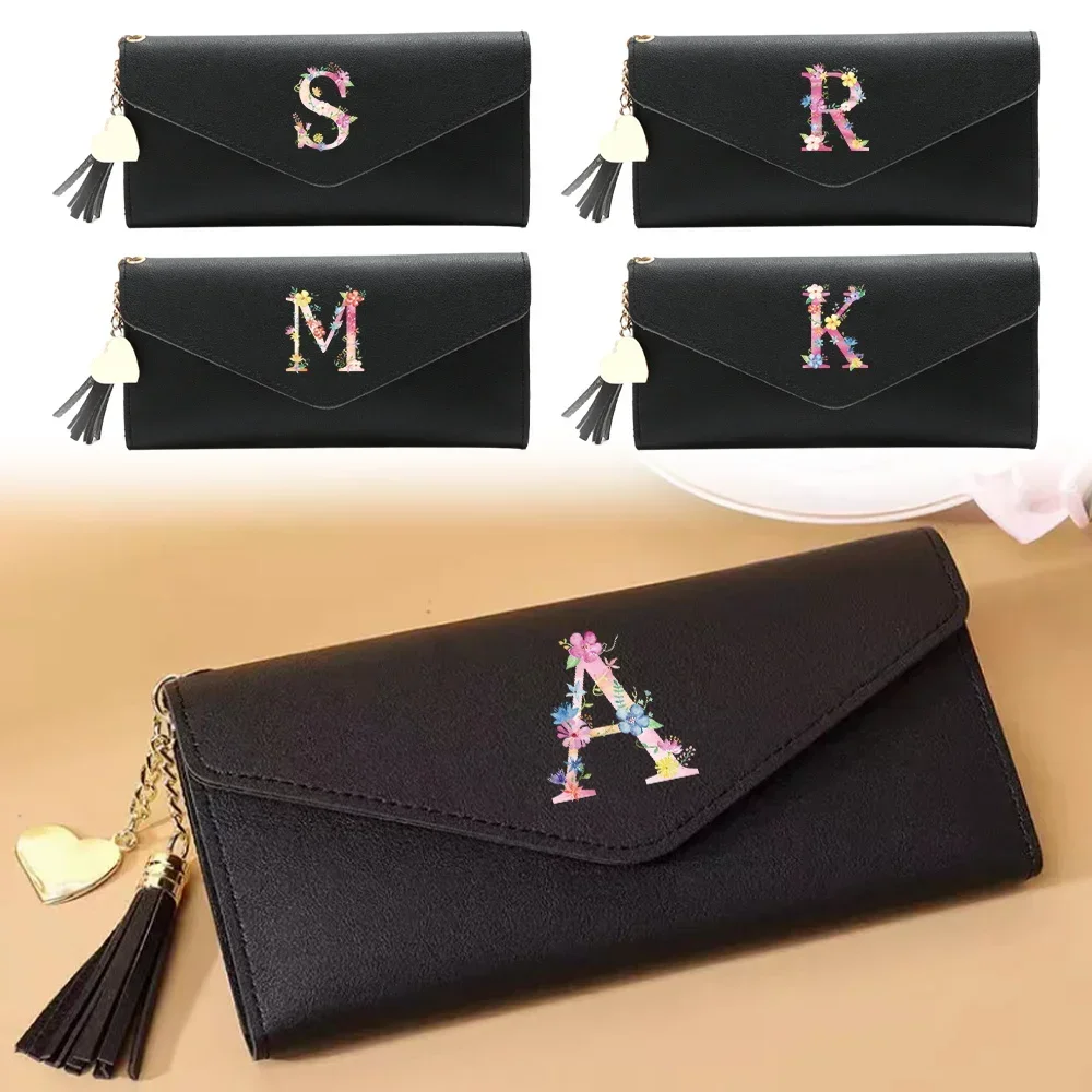 

Wallet Women Rfid Blocking Fashion Compact Bifold Luxury Leather Pocket Wallet Ladies Purse with ID Window Pink Letter Pattern