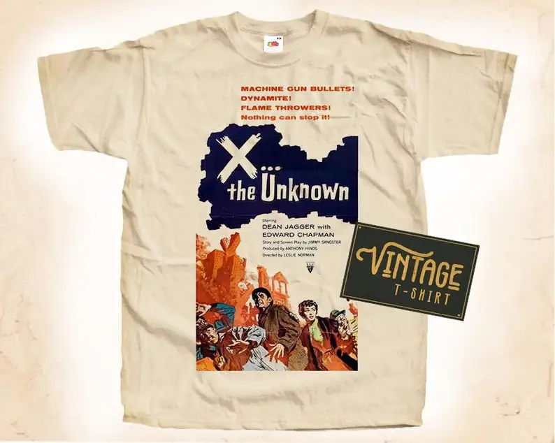 

X ... The Unknown T shirt Tee Natural Vintage Cotton Movie Poster Beige All Sizes