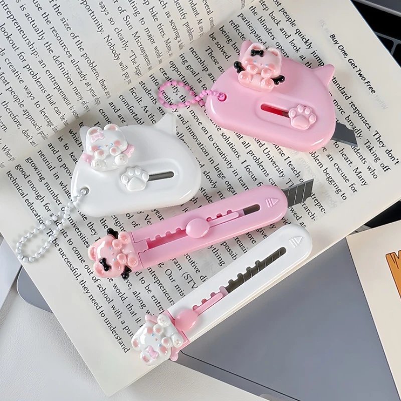 4-teiliges Set Kawaii Rabbit Allzweckmesser Tragbares Taschenmesser Express Box Umschlagöffner Mädchen Desktop Handwerk Papierschneider