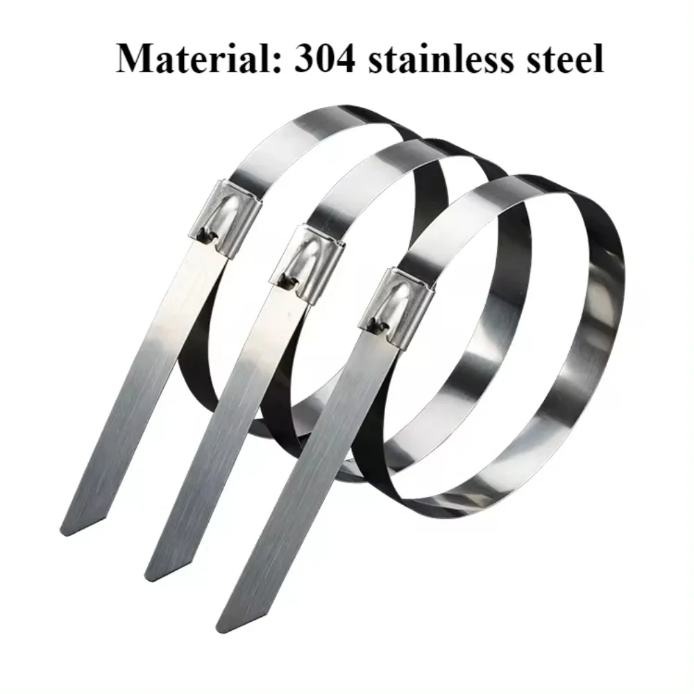 

100Pcs 304#Stainless Steel Cable Ties 4.6mm Heavy Duty Self-Locking Cable Zip Tie Multi-Purpose Metal Exhaust Wrap Locking Ties