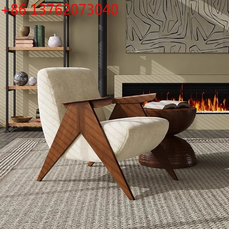 

Minimalist single sofa chair medieval nostalgic solid wood wabi-sabi wind Italian leisure chair