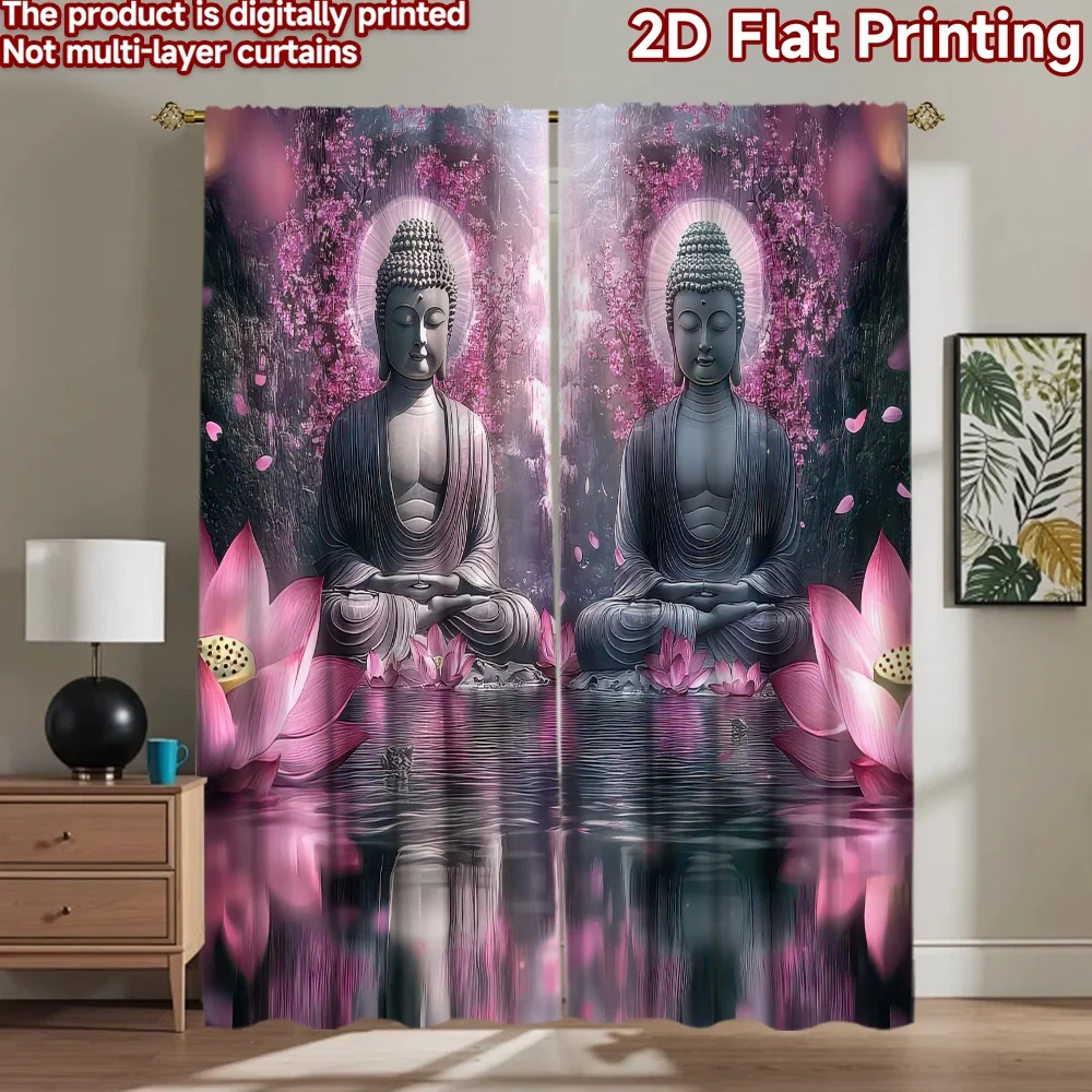 

1pc 2D flat Photography Backdrop Photography Backdrop Buddha with Pink Lotus 100% Polyester Family Party for Home decorations