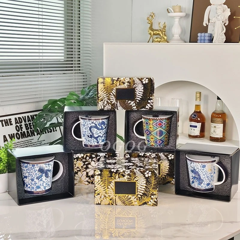 

Chinese Style Bone China Mug with Saucer and Western Dinner Plate Set for Home Use Elegant Tableware Collection
