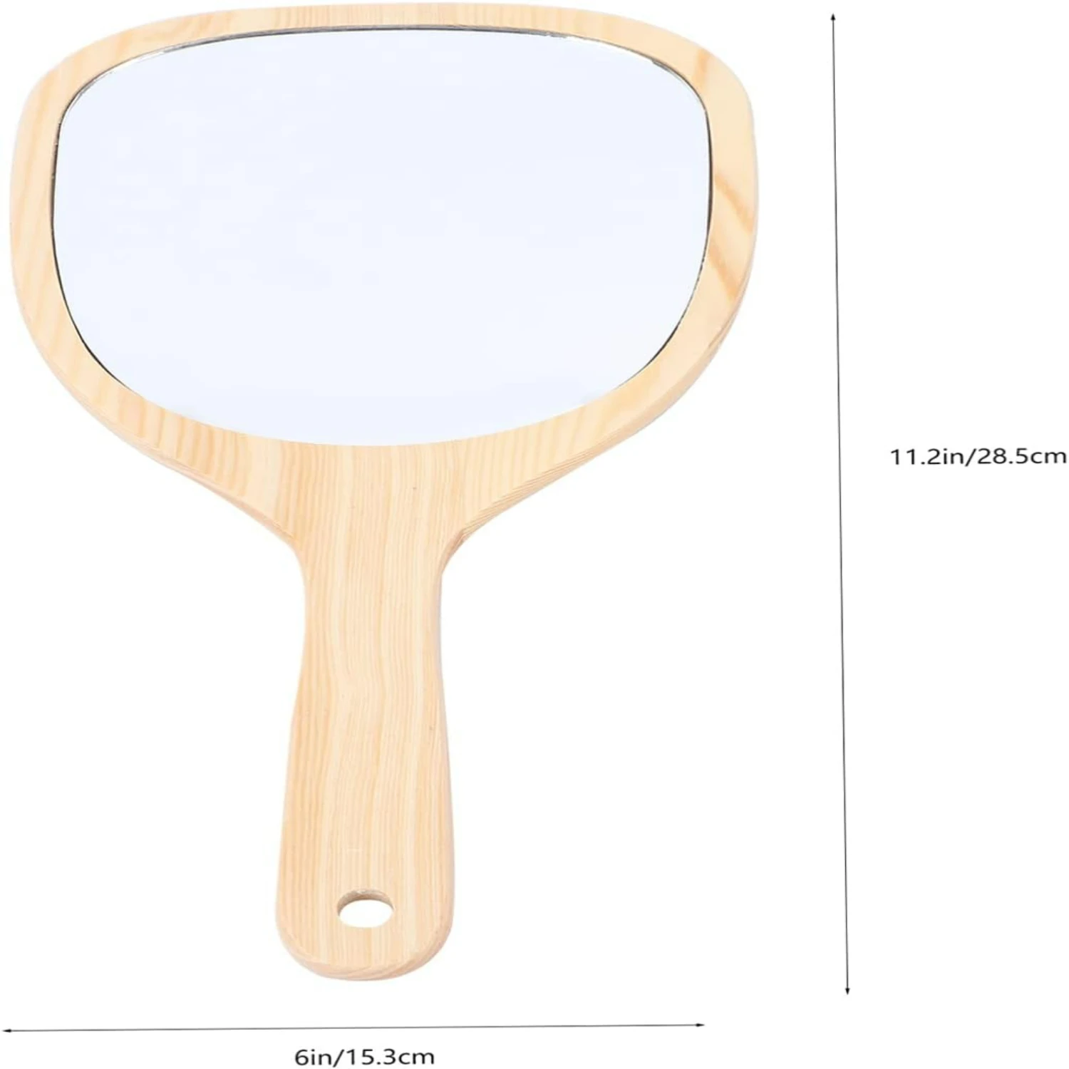 여성용 목재 핸드헬드 메이크업 거울, 중간 광택 마감, 살롱, 여행 및 욕실용, 벽걸이 옵션