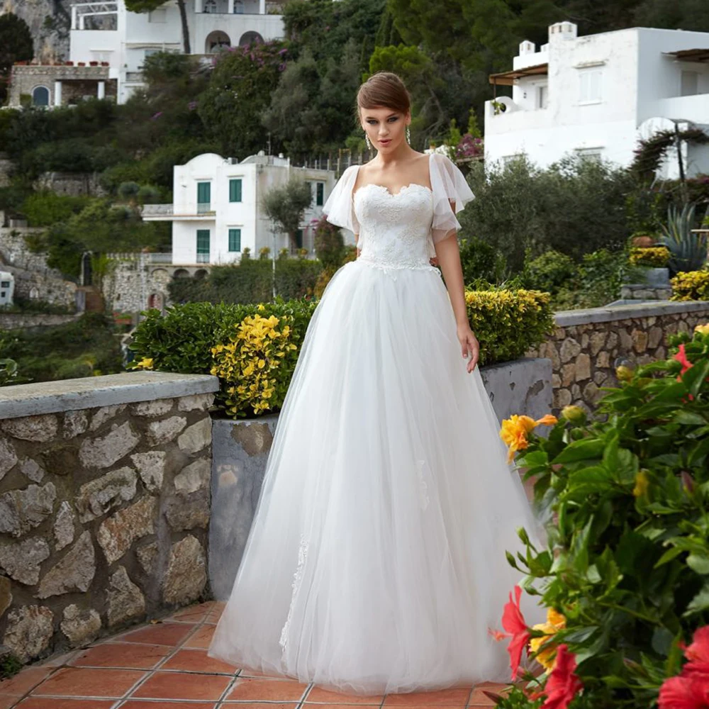 Robe de mariée sans bretelles exquise avec dentelle, robes en tulle doux pour les patients, quoi que ce soit pour les femmes, nouveau, été 2024