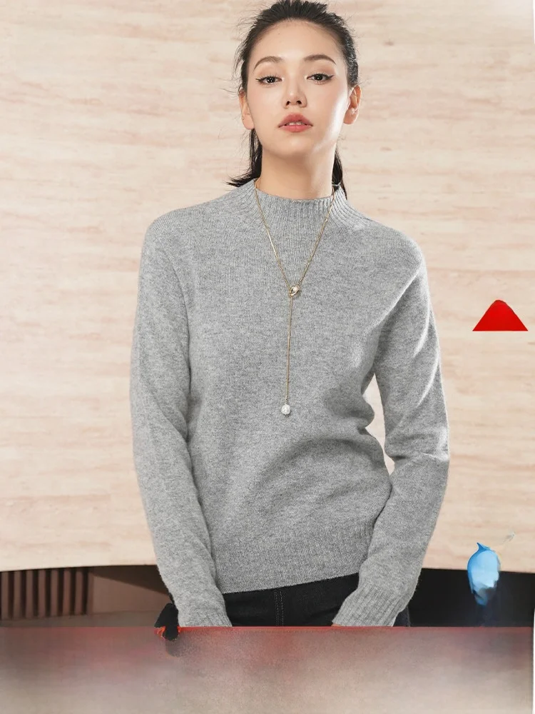 

Теплый женский шерстяной свитер с высоким воротником и длинными рукавами, новинка весенней коллекции, 100% чистая шерсть, мягкий вязаный, для повседневной носки, SNOW FLNG