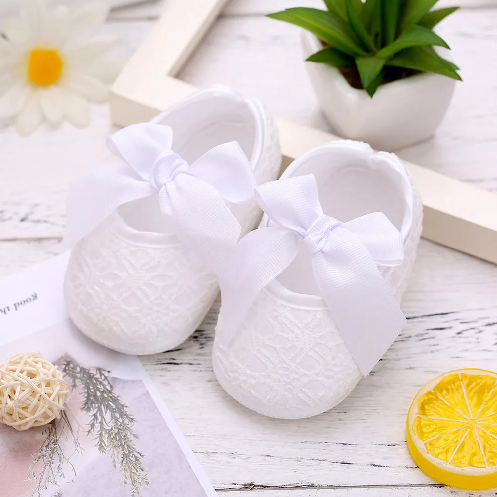 

1pcs 1 Pair Baby Princess 0-1 Size Newborn Girls Crib Lace Bow Design Soft Sole Infant Girl Shoes Baby Girl Lace Shoes