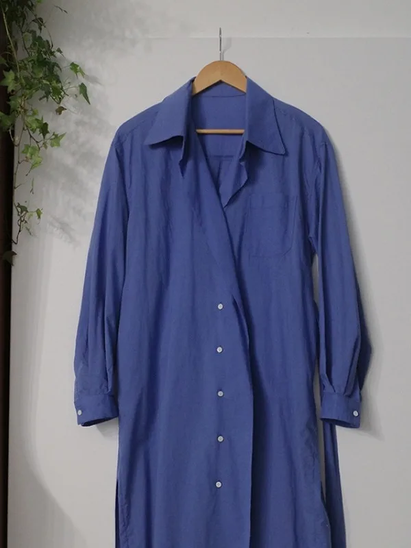 Señoras Azul irt Dr Gentle Lazy Sle Long Dr Mujer Adelgazante Cintura Alta Versión Coreana Temporada Primavera Verano