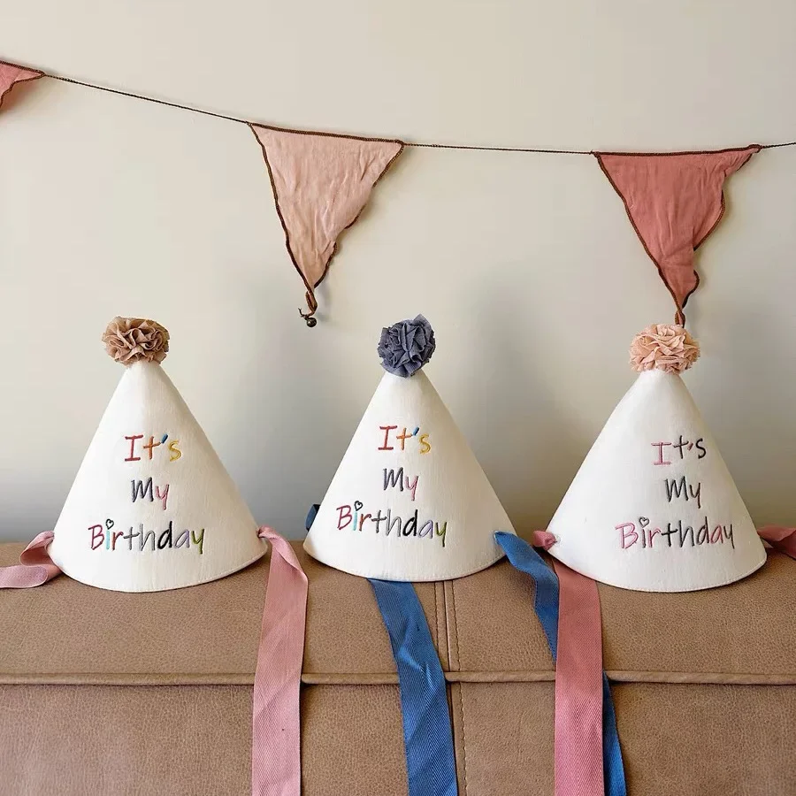 Happy Birthday Hat Embroidery Baby Child Boys and Girls Lovely Colorful Theme Party Decoration Cap Props Shower Gifts