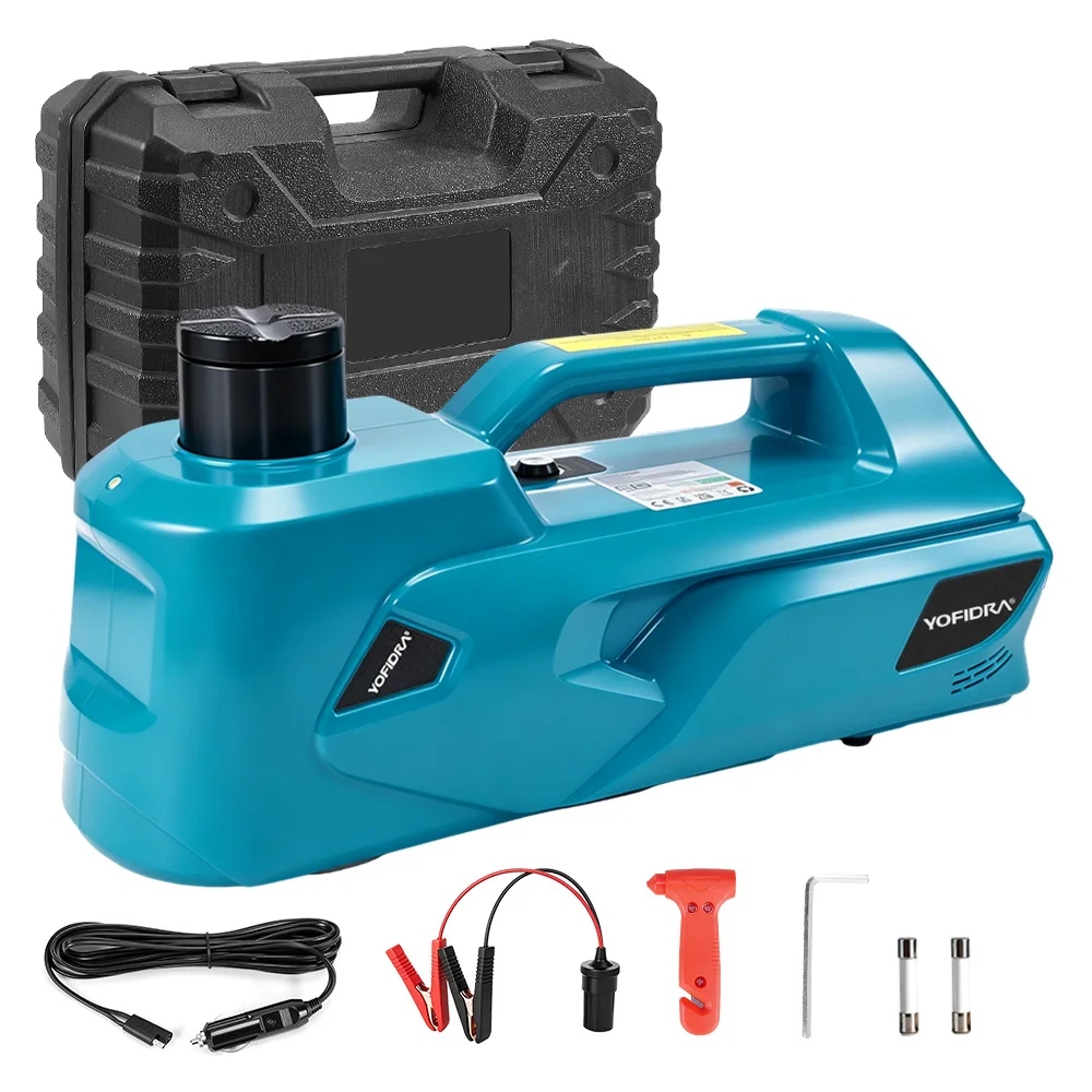 YOFIDRA 5 Tonnen Elektrischer Wagenheber 180W Hydraulischer Fahrzeuglift Luftpumpe Kompressor Tragbarer Reifenfüller Notfall-Reparaturwerkzeug