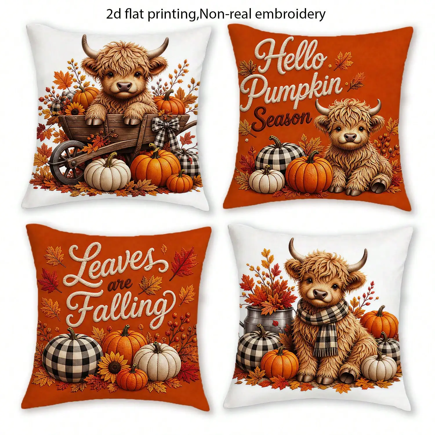 Pillow Insert 18X18 - 4pcs, 2D Flat Print Throw Pillow