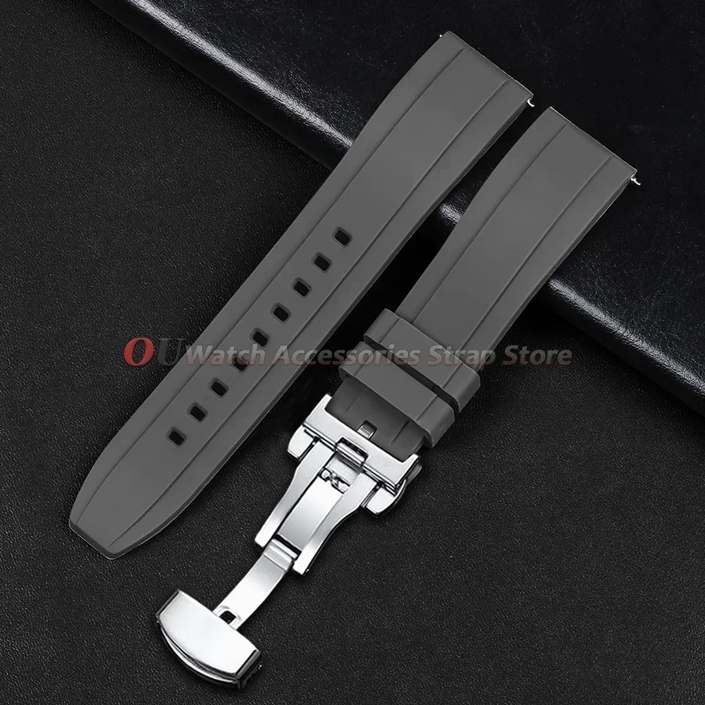 20mm 22mm Silikon-Uhrenarmband für Seiko, Rolex, Omega, Schnellverschluss-Uhrenarmband mit Schmetterlingsverschluss, Gummi-Armbänder für Damen und Herren – Detail 13