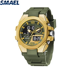 SMAEL 8103 Waterproof Auto Date Watch For Men Brand Sport Watch  LED Light Alarm Clock Dual Time Display