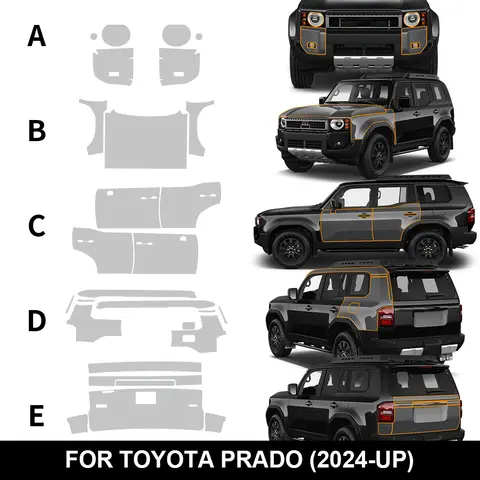 도요타 프라도 2024 2025 자동차 페인트 보호 필름, 프리 컷 TPU PPF 바디 스티커, 브래지어 키트 스타일링 액세서리, 투명 필름