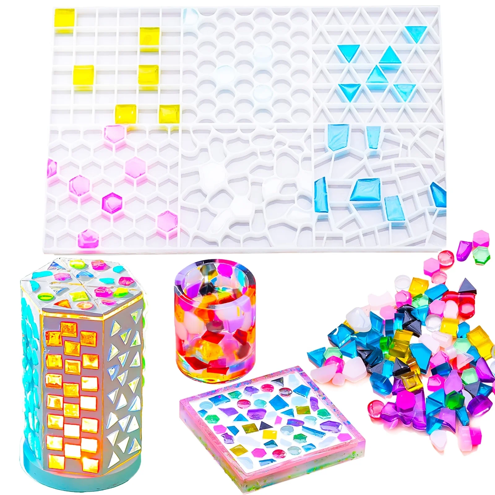 

Silicone Mosaic Tile Resin Mold - Hexagon And Octagon Shapes For Diy Arts, Crafts, Photo Albums, Coasters And Home Decor