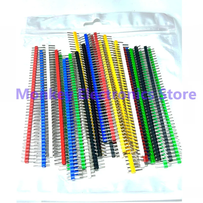 30PCS 40 Pin Header 2.54mm Single Row Male Header Connector Kit PCB Pin Strip Breakable Pin