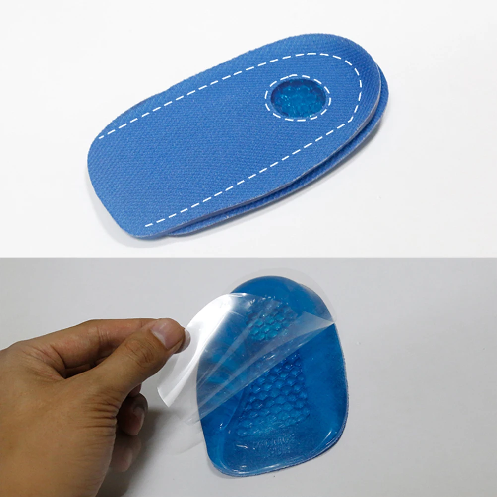

Gel Heel Cups Half Insoles Foot Care Inserts Reusable Blue Sandals Non Toxic Washable Pain Relief Blisters Prevention