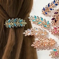 Pasadores brillantes con forma de hoja de diamantes de imitación, horquilla antideslizante de cristal, pinzas para el cabello de primavera para mujeres y niñas, cabello fino y grueso, estilo francés