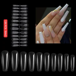 120pcs Nail Extension Press on Nails Coffin Nail Tips Clear Full Cover Long Fake Nails Artificial Press on Long Ballerinas