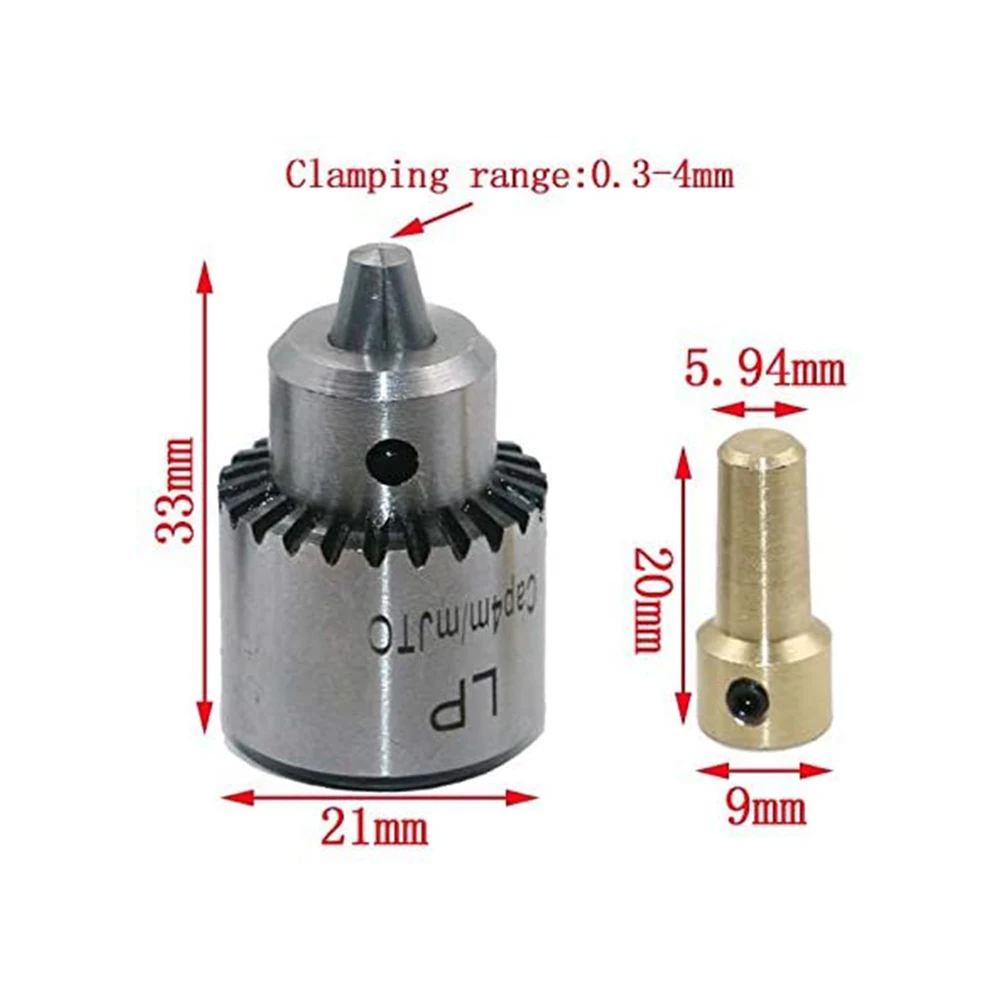 Portabrocas eléctrico con rango de sujeción de 0,3-4mm, Portabrocas de cambio rápido montado cónico, sin llave, eje de 3,17/4/5/6/8mm para taladro