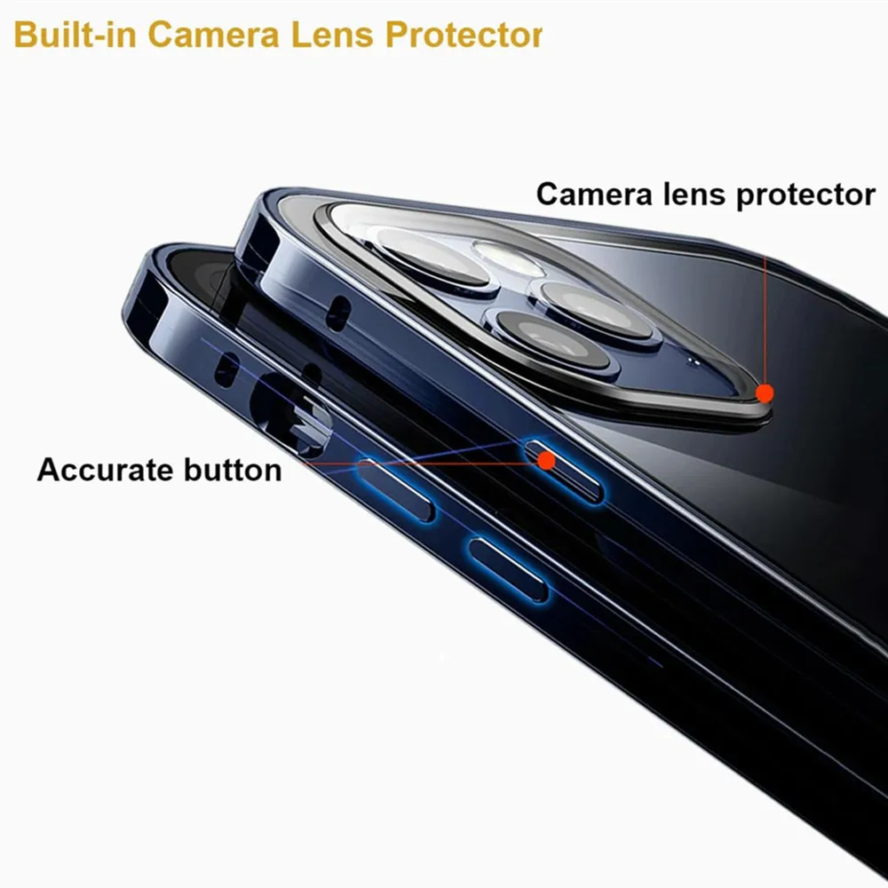 360 ป้องกันแม่เหล็กสําหรับiPhone 17 Pro Max 16 15 14 13 12 16eเลนส์โลหะป้องกันกระจกสองด้าน