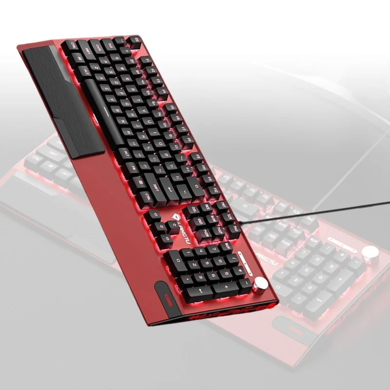 Silents Mechanical Keyboards 104 USB Cord RGBs Lights Integrated Wrist Support Comfort Typing for Long Hours