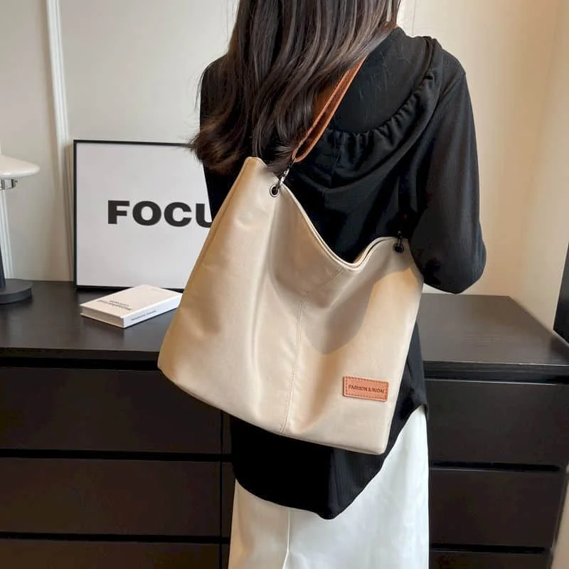 

Холщовые сумки-тоут, многоразовые водонепроницаемые сумки на плечо, повседневные сумки с буквенным дизайном, вместительная студенческая сумка в японском стиле для женщин