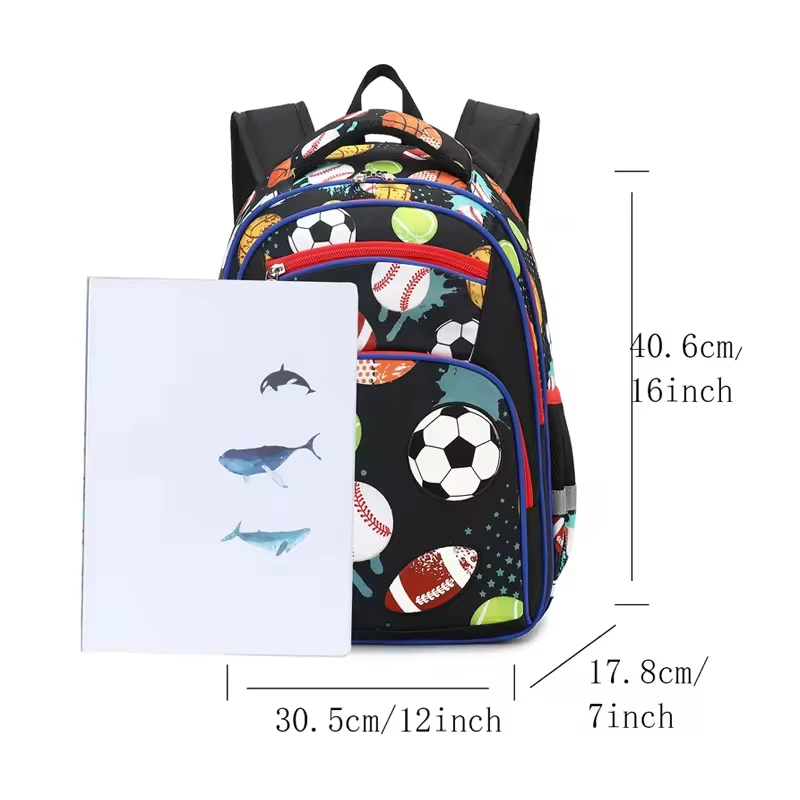 AOK Backpacks For School Boy, Football Cartoon Backpack, Primary School Bags For Boys,High Quality Children Soccer Mochilas