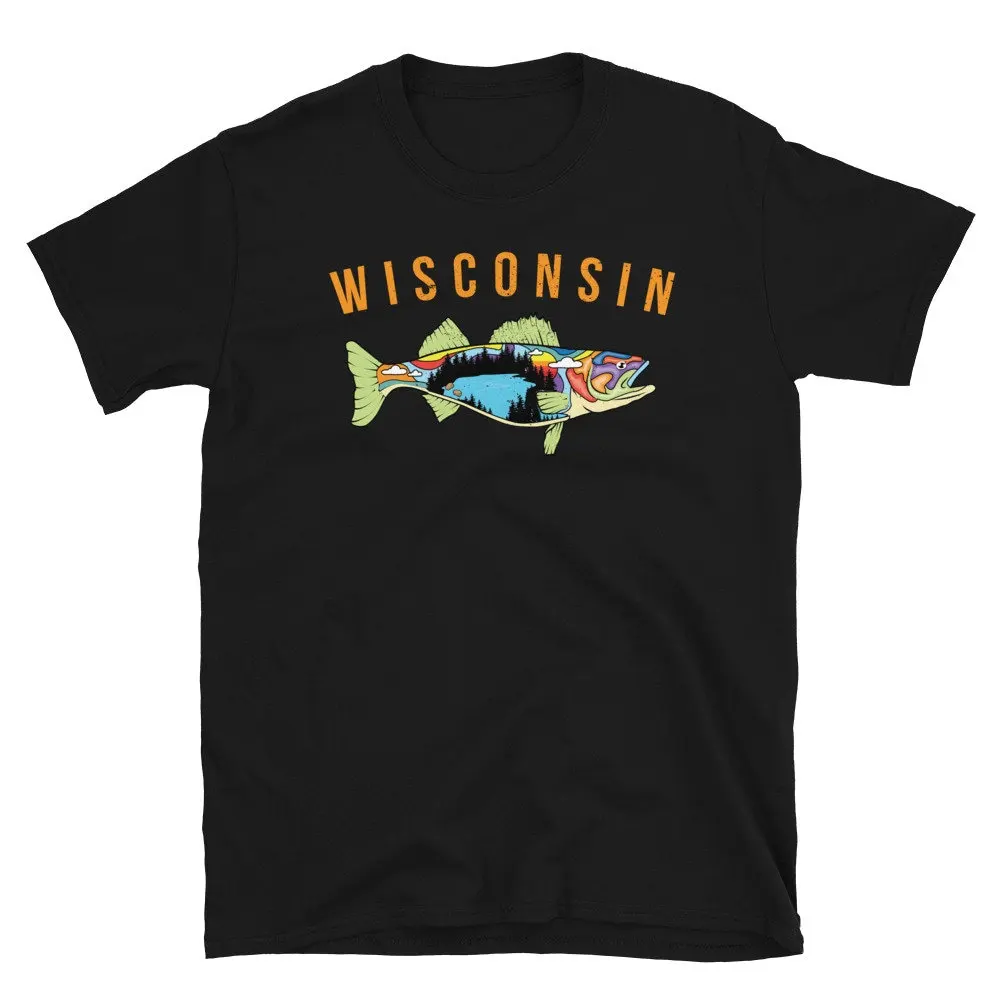 Unique Wisconsin Fishing T Shirt Walleye Fish Fisherman Fishermen s