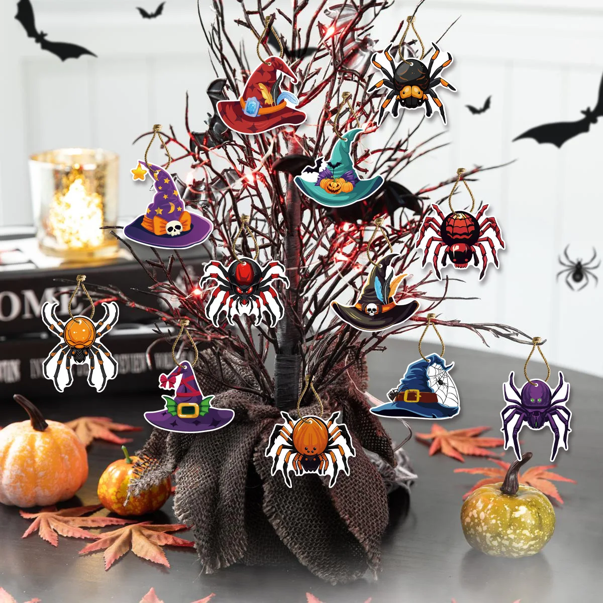 Halloween-Papierhängedekorationen, Halloween-Baumdekorationen, Geister, Kürbisse, Totenköpfe, Geisterhäuser für Trick-or-Treat-Partyartikel – Detail 5