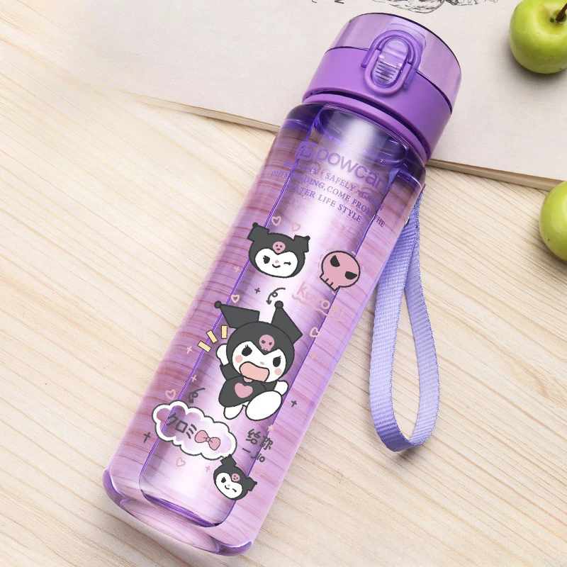 560ML Sanrio kubek na wodę Kuromi dzieci przenośna plastikowa kreskówka Kawai moja melodia dla dorosłych na zewnątrz sportowa butelka na wodę o dużej pojemności