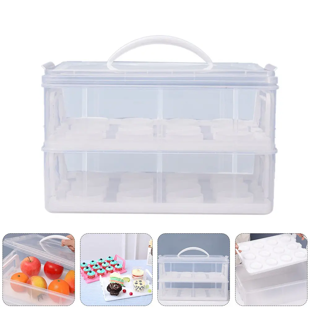 1Pcs Transparent Double Layer Cake Box Plastic Dessert Packaging Food Grade Waterproof Oil Proof Bakery Party Crisper Container