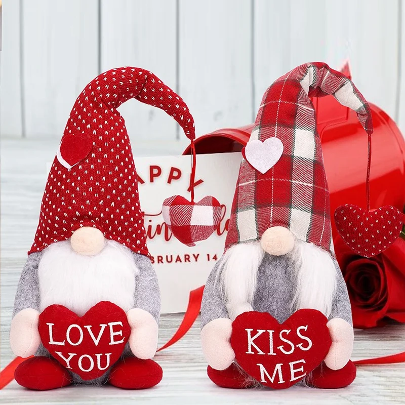 Decorazioni per gnomi di san valentino-2 pezzi gnomi di san valentino decorazioni per la tavola di casa in peluche, Mr & Mrs. Sweet Gnome svedese su muslimate