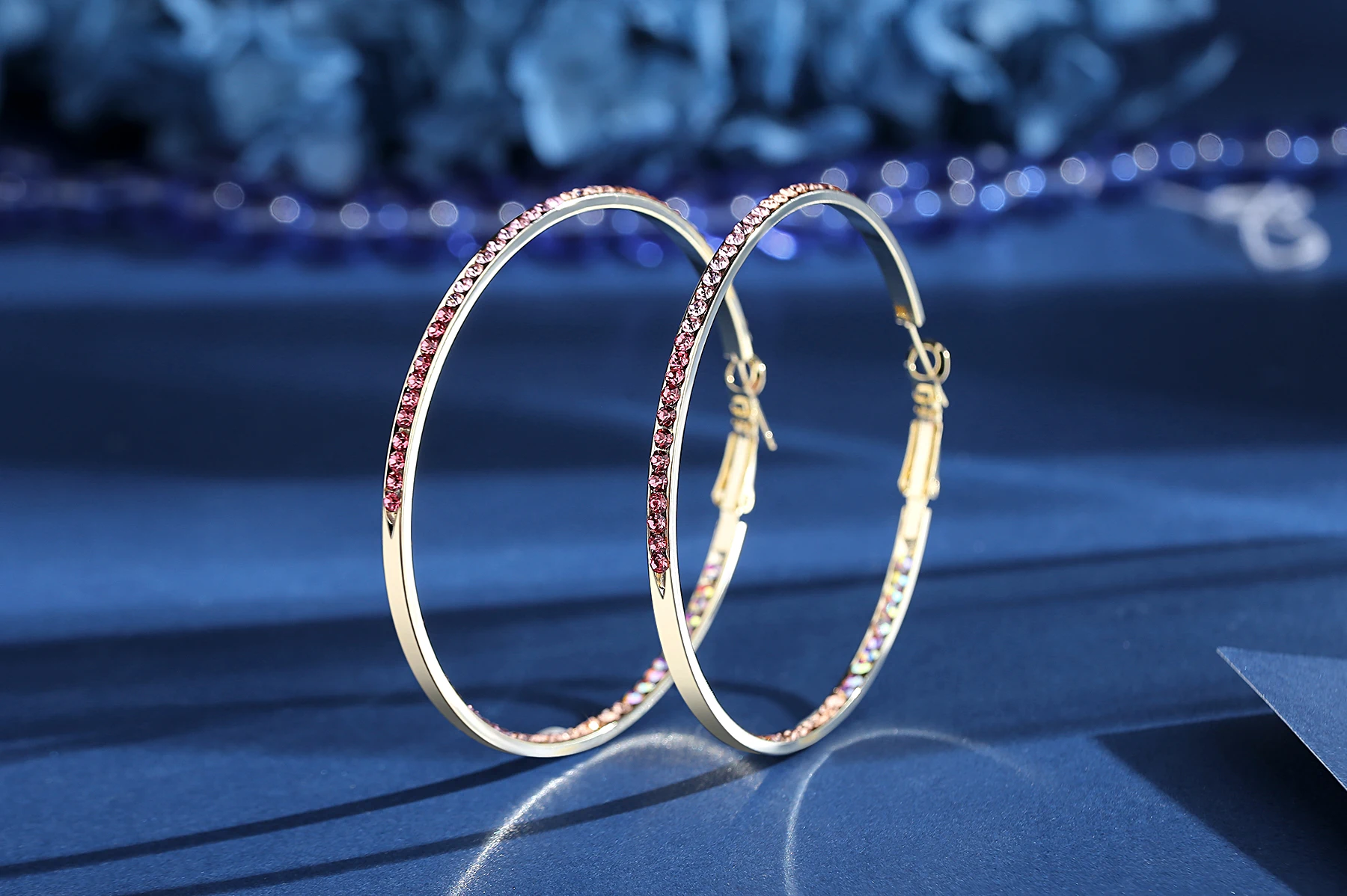 Classic Luxury Large Hoop Earrings Female Wedding Exquisite Jewelry Gradient Colorful Full Diamond Earrings