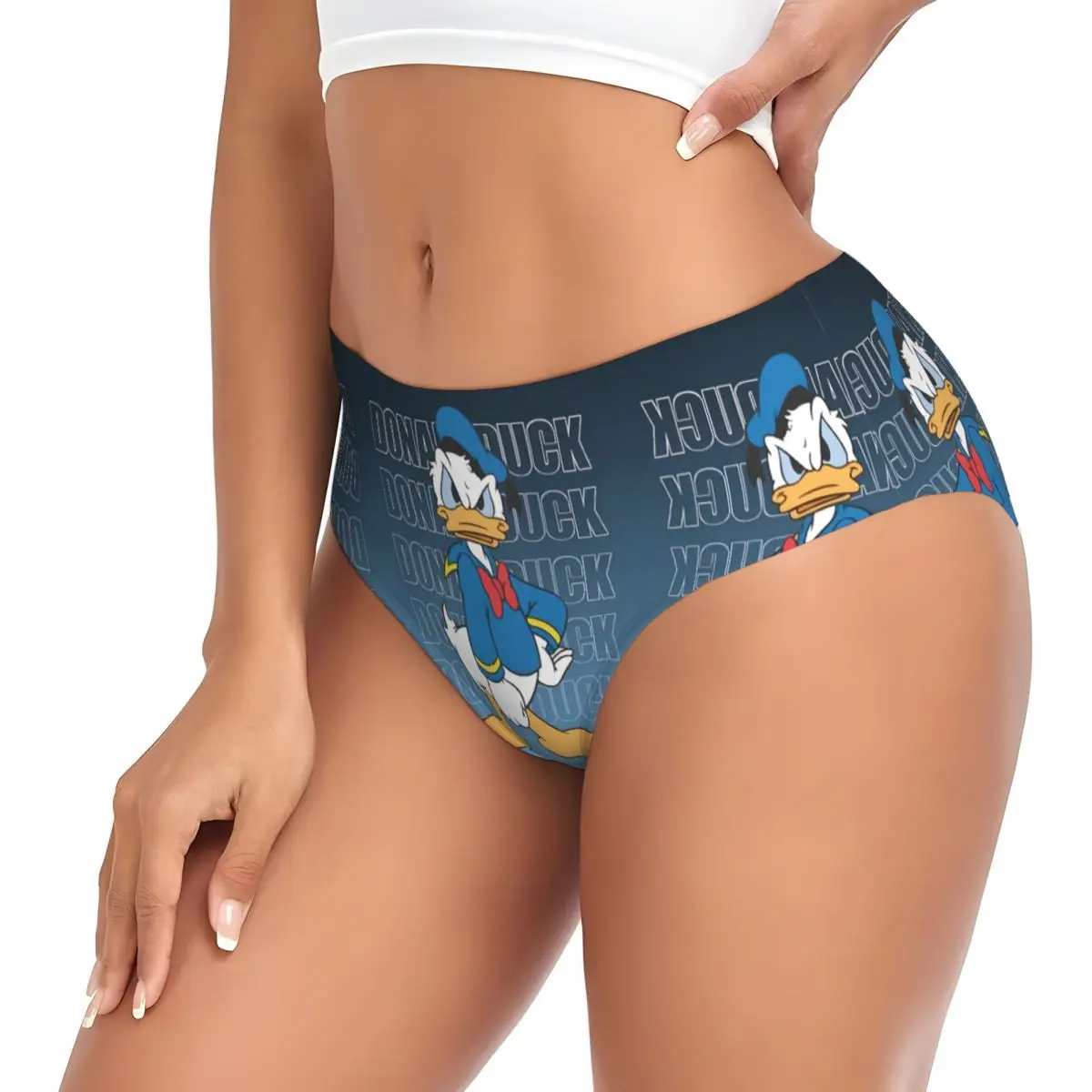Custom Womens Donald Duck Comic Brief Panties Female Soft Mangas Underwear Underpants