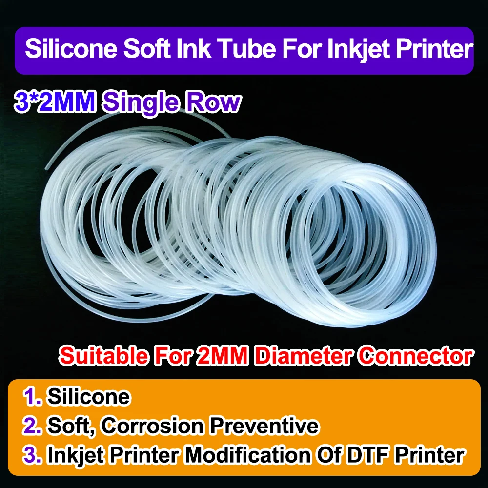 

3*2 MM Single Row Line Silicone Soft Ink Tube For Inkjet Printer Film Print Modification Pipe DTF 10/15/20/30/40/50 Meter Hosing