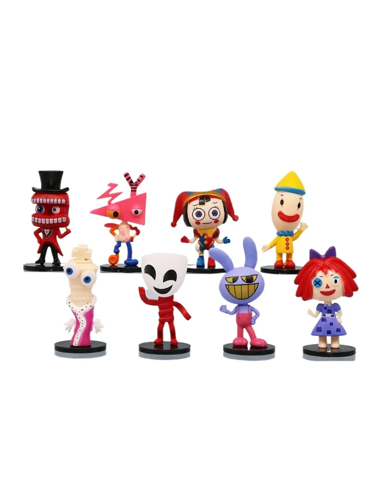 L'incroyable cirque numérique 8 Styles modèles de figurines Version Q, poupées Clown lapin périphériques de dessin animé ornements de gâteau modèles de jouets