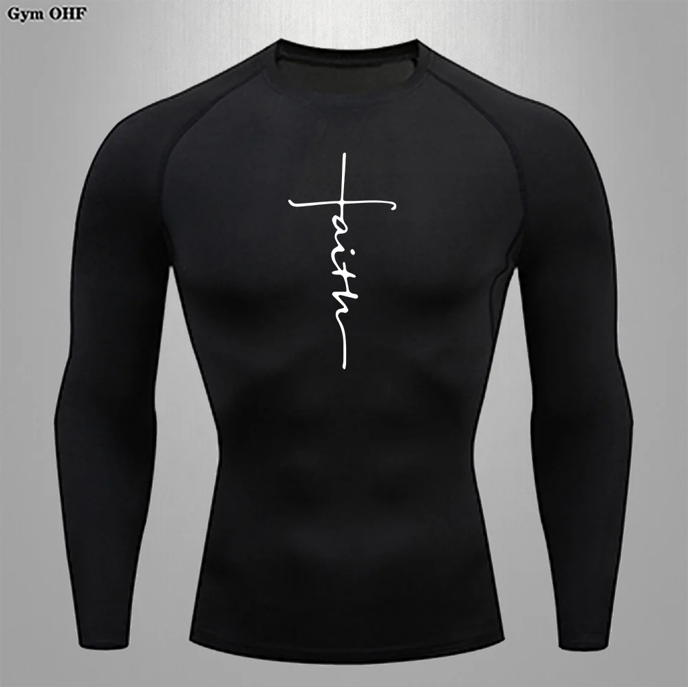 Men's Printed Tees Quick Drying Tight Fitting T-shirt Compression Fitness Sportswear Rashguard Jujitsu Workout GYM Training Top