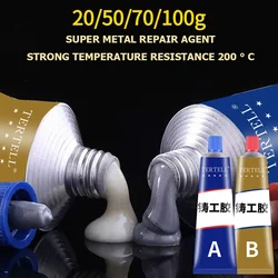A+B Metal Repairing Glue Super Glue Iron Steel Auto Radiator Water Tank Special Leakage Plugging Welding Glue 20/50/70/100g