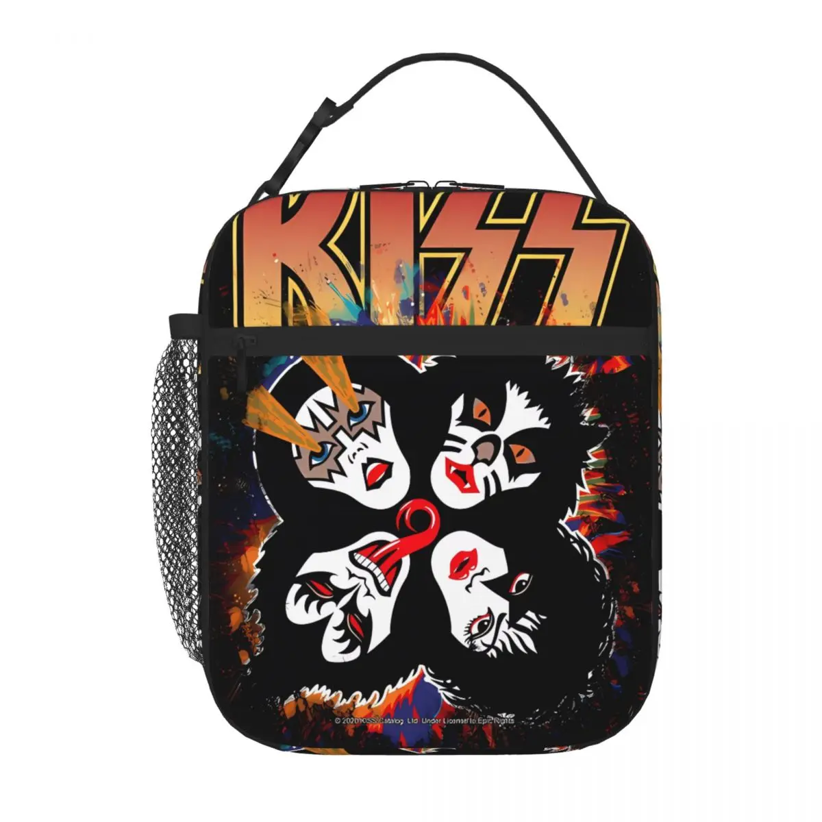 Bestselling KISS The Band - Rock And Roll Over Splash Logo Rainbow Print Insulated Tote Family Picnic Bento Bag