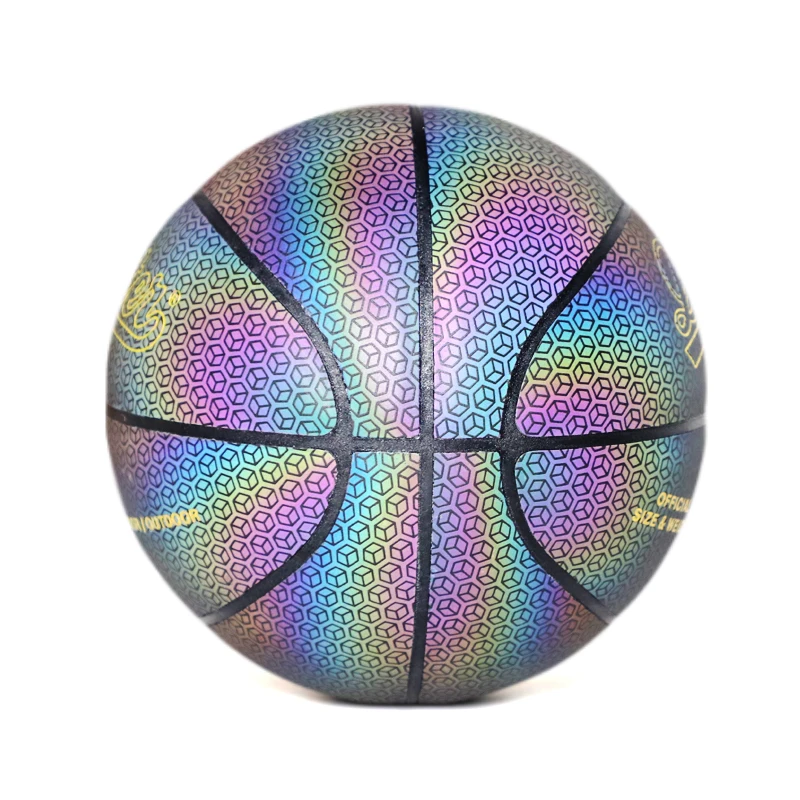 Pinjian Cool Reflective Basketball Water-resistant Soft Leather Discoloration Basketball Gift For Children