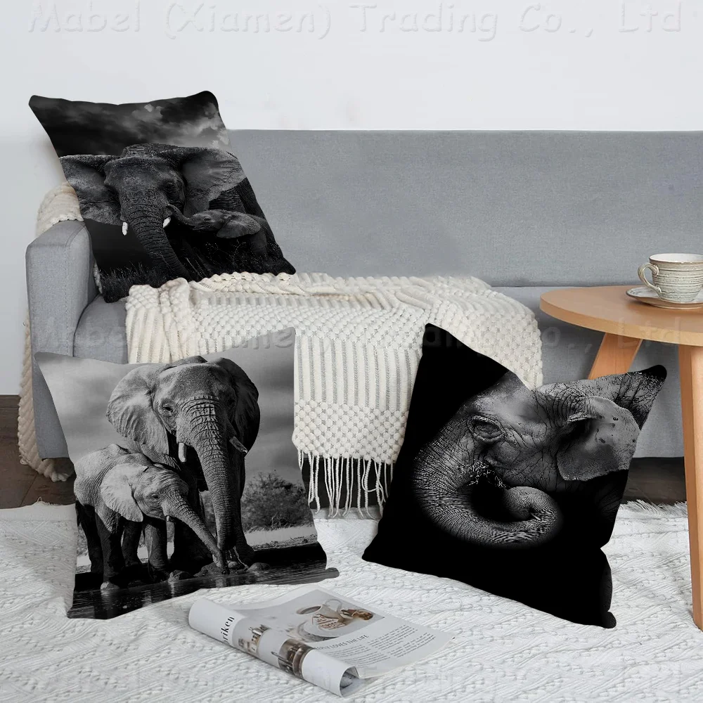 

Black And White Animal Elephants Personalized Pillow Dust Cover Bedroom Kids Party Decoration Pillowcase Birthday Children Gift