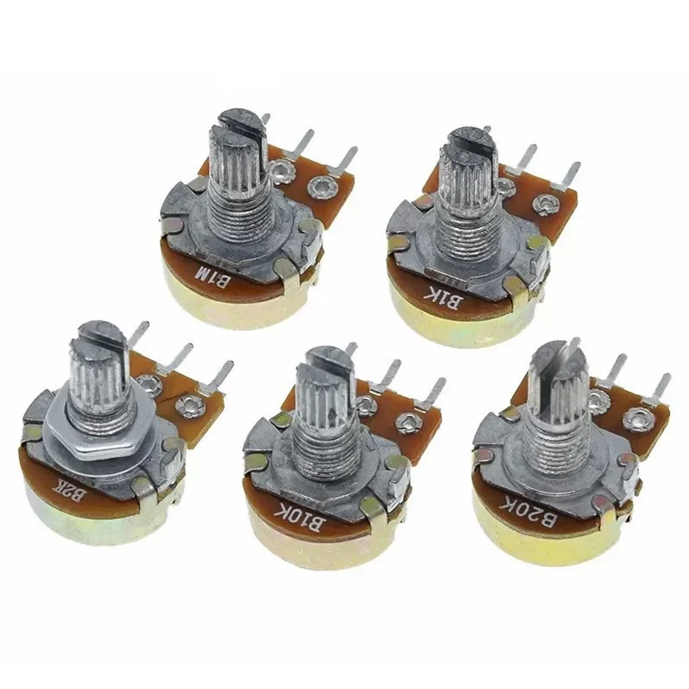 

5PCS WH148 Linear Potentiometer 15mm Shaft with Nut Washer 3Pin B1K B2K B5K B10K B20K B50K B100K B250K B500K B1M Potentiometer