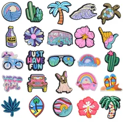 25Pcs Summer Collection Theme Shoe Charms For Bubble Slides Sandals, PVC Shoe Decorations Accessories For Christmas, Birthday