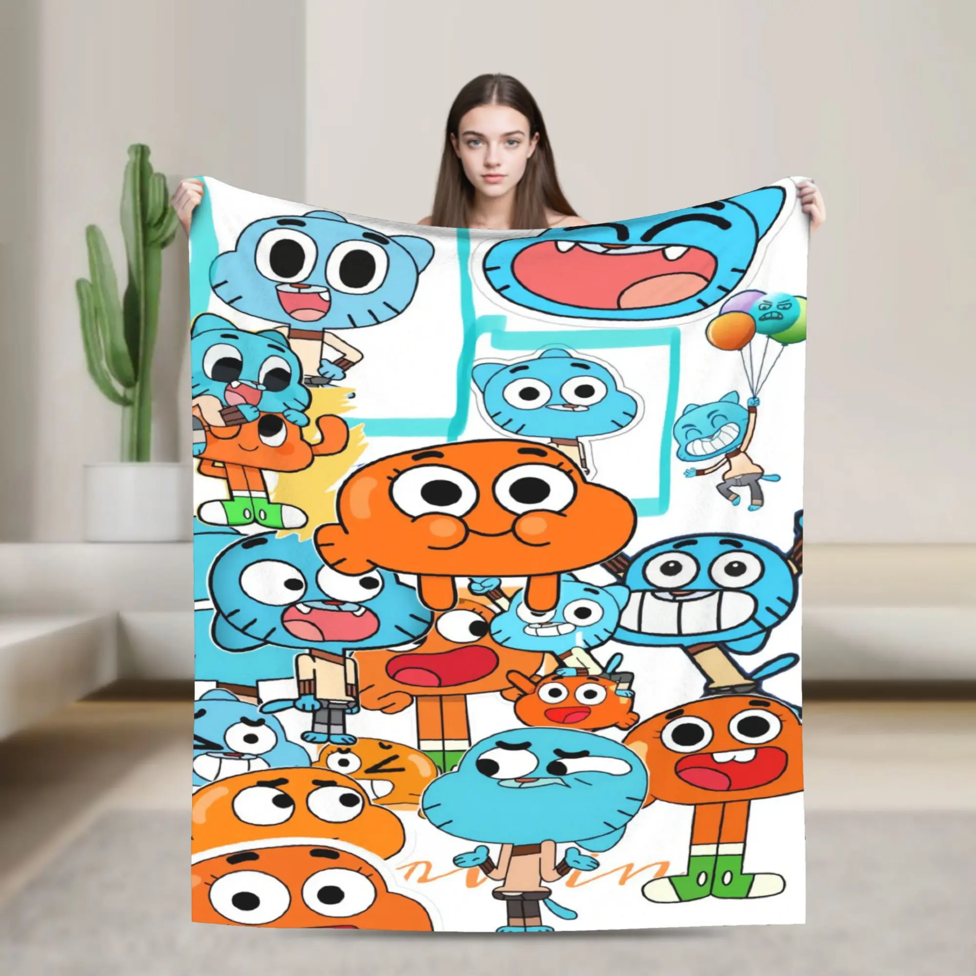 Gumball Gum Ball Watterson Amazing Cartoon Blankets  Warm Plush Bedding Throws For Kids Bedroom Flannel Bedspread Bed Cover