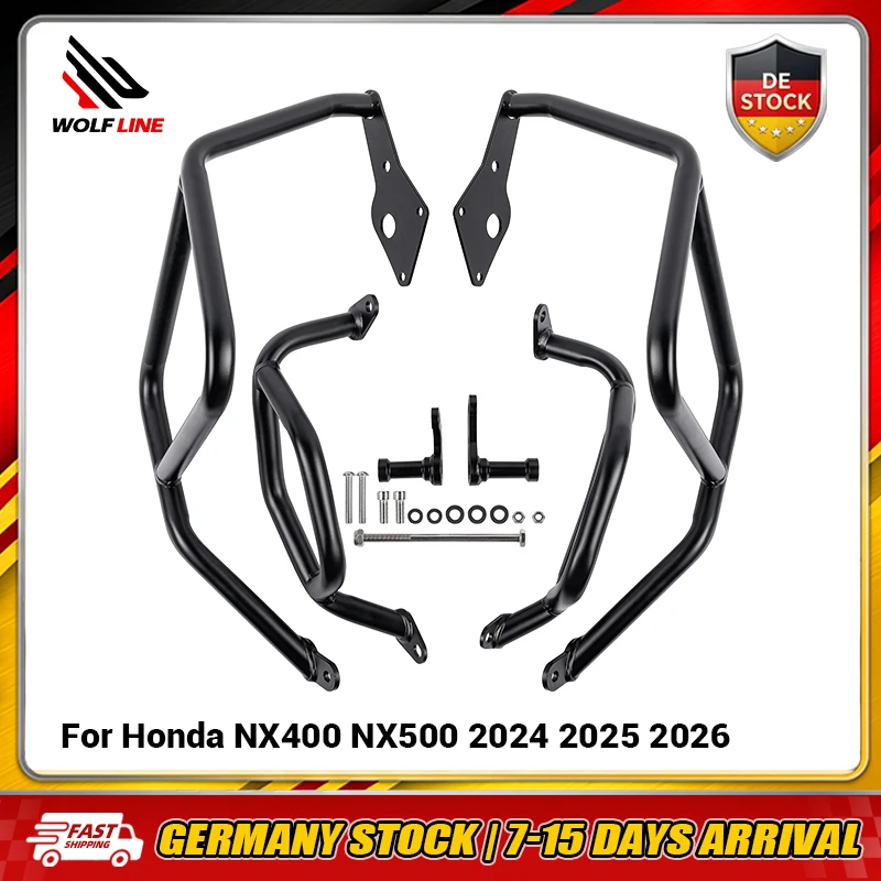 WOLFLINE Engine Crash Bar Guard for Honda NX400 NX500 2024 2025 2026 Highway Bumper Bars Stung Cage Motorcycle Protection Parts