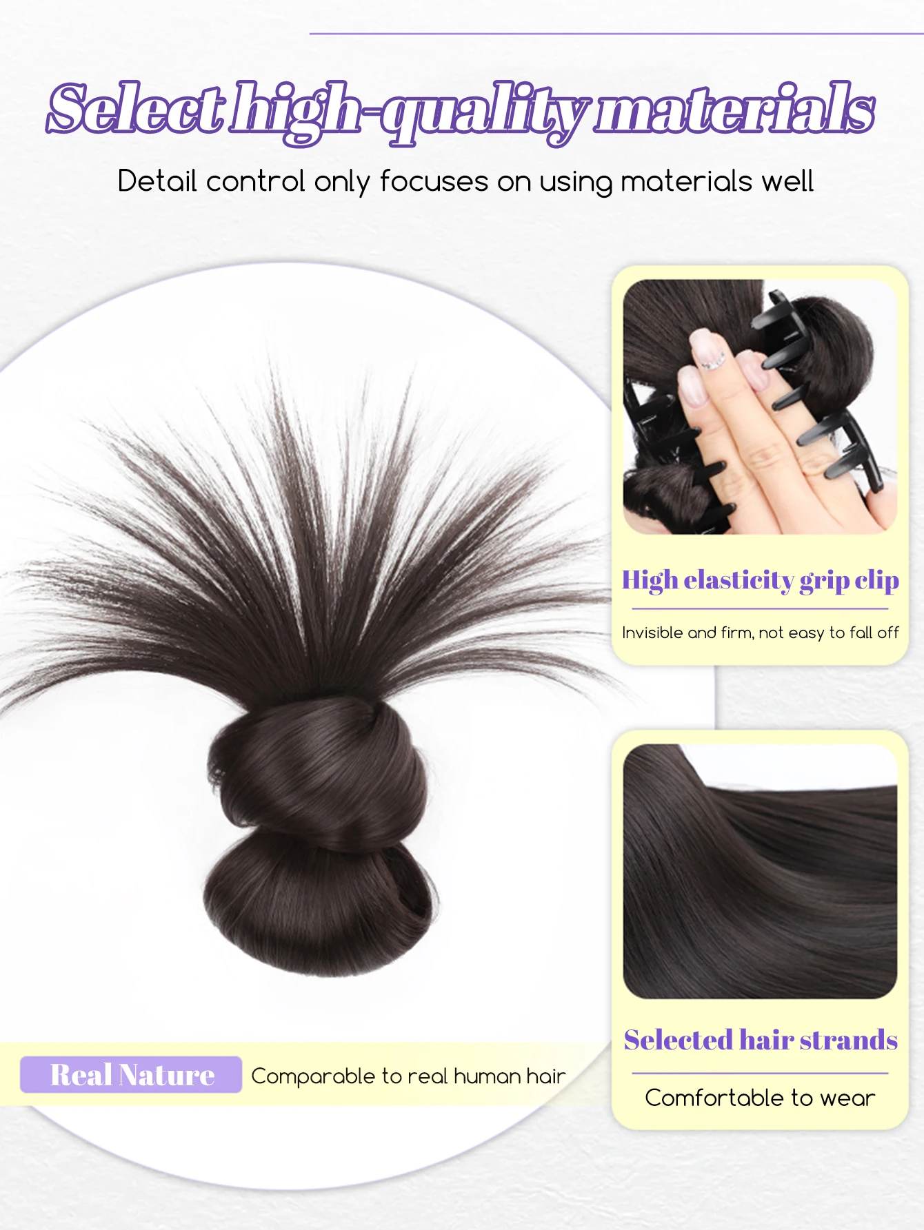 OLACARE Synthetic Low-tied Chicken Feather Ball Head Claw Clip Bun Lazy Bun Wig Bag Hair Accessories Suitable For Women